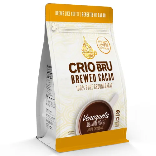 Vista 10 de Crio Bru Cacao elaborado Venezuela café de tostado medio alternativo 100% granos de cacao puros 99 sin cafeína, 10 onzas, no orgánico