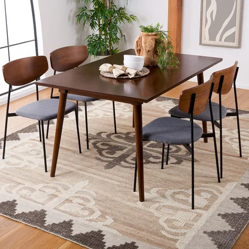 Vista 9 de SAFAVIEH Kenya Collection - Alfombra decorativa de 2 x 3 pies, marrón y carbón, lana tribal anudada a mano, ideal para zonas de alto tráfico