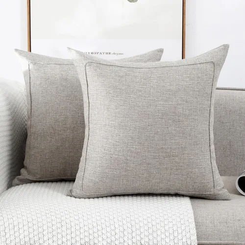 Vista 15 de Jepeak - Fundas de cojín de arpillera, paquete de 2 fundas de almohada cuadradas sólidas, gruesas y decorativas para el sofá o sillón, estilo casa