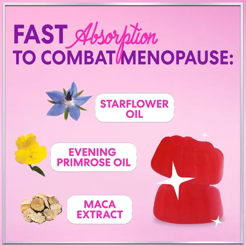 Vista 3 de Suplementos para la menopausia para mujeres, apoyo natural completo para sofocos suaves y sudores nocturnos, gomitas de alivio de la menopausia