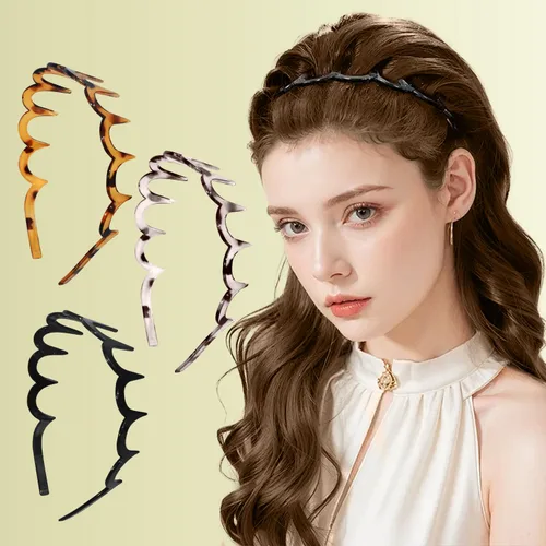 Vista 6 de 3 bandas para el cabello de metal con resorte ondulado (3 piezas)..