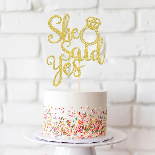 Vista 4 de 1 pieza de decoración de pastel con purpurina ensamblada con purpurina para celebrar bodas, compromisos, temática de cumpleaños, suministros