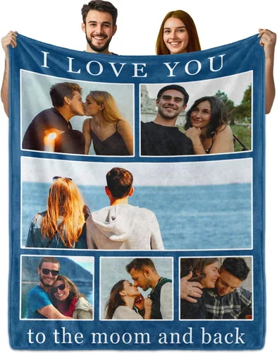 Vista 13 de PUREFLY Manta Personalizada con Texto y Fotos, Mantas Personalizadas Regalos para Esposo Esposa Novia Novio Cumpleaños Aniversario Boda San Valentín