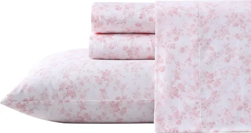 Vista 24 de Laura Ashley - Juego de sábanas individuales con sábana bajera y funda de Bettinas Blooms Rojo