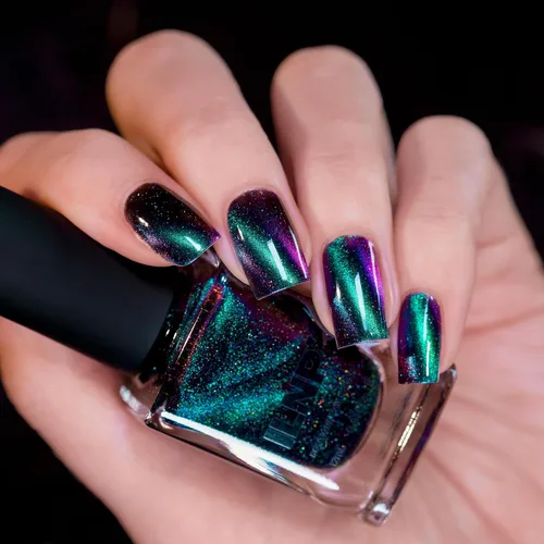 Vista 4 de ILNP Deep Space - Esmalte de uñas holográfico magnético verde azulado a morado