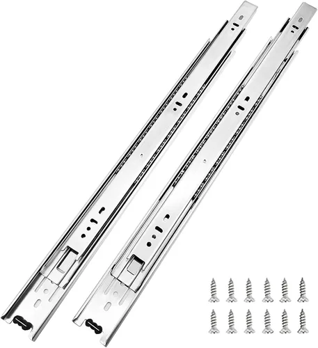 Vista 7 de 6 pares de hardware de 12 pulgadas de 3 secciones, deslizadores de cajón de extensión completa con rodamiento de bolas de montaje lateral negro