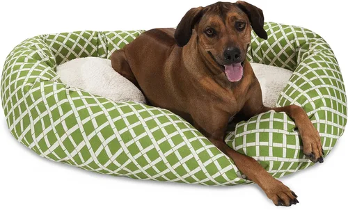 Vista 15 de Cama para perro de bagel Sherpa de bambú negro de 24 pulgadas