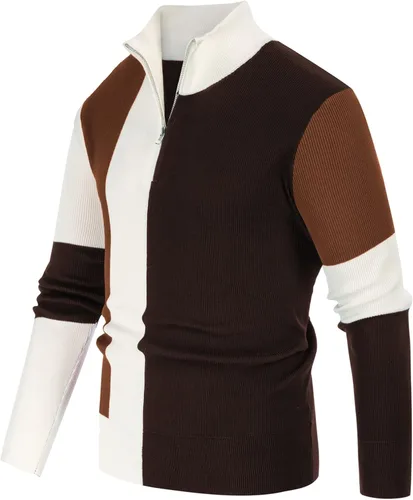 Vista 3 de GRACE KARIN Mens Chic Stand Collar Zip Sweaters Lightweight Thermal Turtlenecks Pullover Green