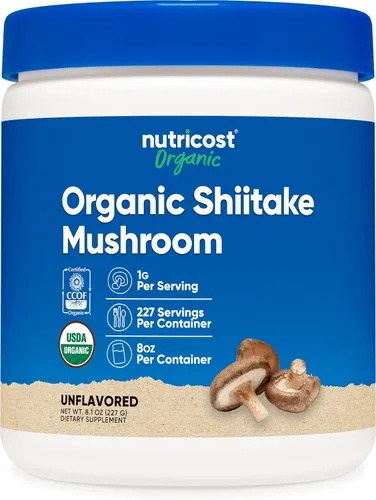 Vista 6 de Nutricost Polvo orgánico de hongos Shiitake de 4 onzas, sin gluten, sin OMG
