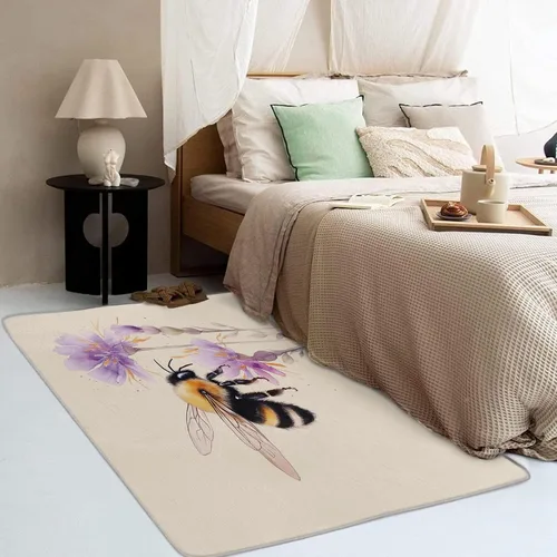 Vista 3 de Alfombra de abeja, alfombra de 2 x 3, alfombras de flores de abeja para entrada y dormitorio, alfombra de área pequeña, alfombra de área pequeña