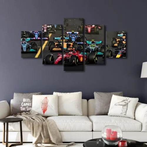 Vista 3 de TUMOVO Lienzo decorativo de pared para sala de estar, carreras, decoración moderna del hogar, carreras de automóviles, carteles impresos en alta