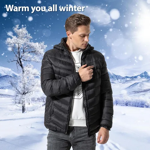 Vista 6 de Kysdzlink Men's Heated Jacket Outdoor Jacket, Ultra-thin Carbon Fiber, 9 Heating Zones Women's Jacket Excluding Battery Pack