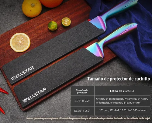 Vista 9 de WELLSTAR Juego de protectores de bordes de cuchillo, 2 fundas universales de cuchilla, fundas protectoras de ABS sin BPA, forro de fieltro