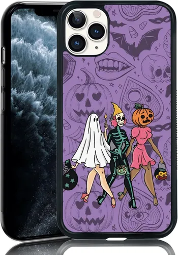 Vista 23 de Funda para iPhone 11 Pro Max, funda protectora de poliuretano termoplástico (TPU) a prueba de golpes, diseño de cabeza de calabaza, diseño de araña