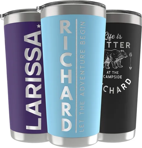 Vista 9 de Regalos personalizados para hombres, 30 onzas, vasos personalizados con tapa, azul marino, tazas de café de viaje aisladas, juego de popote