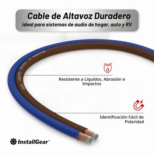 Vista 7 de InstallGear - Cable de altavoz de calibre 14, cable de 100 pies, 14 AWG Azul/Negro