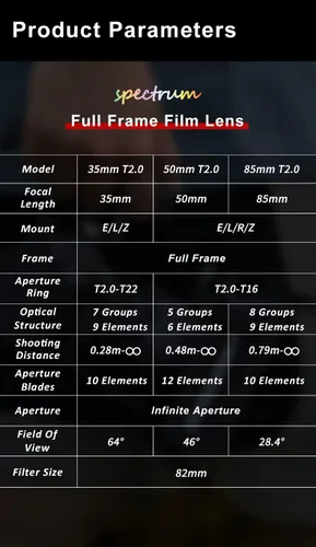 Vista 6 de 7artisans Lente de película profesional cinematográfica cinematográfica cinematográfica de 1.378 in T2.0 para cámara sin espejo Sony E Mount A6000