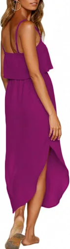 Vista 3 de NERLEROLIAN - Vestido midi de mujer informal ajustable con tiras divididas de verano para playa