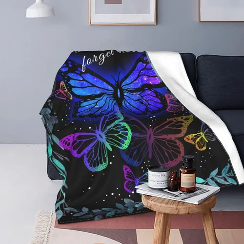 Vista 7 de Manta de cama de franela de forro polar BLUBLU, manta de arrullo ligera y acogedora de felpa con diseño de mariposa, para dormitorio, sala de estar