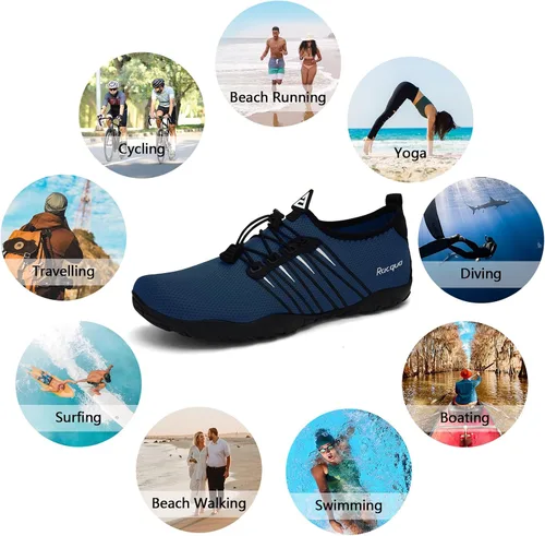 Vista 2 de Racqua Zapatos de agua de secado rápido, descalzos, acuáticos, deportes, playa, piscina, natación, surf, buceo, para hombres y mujeres