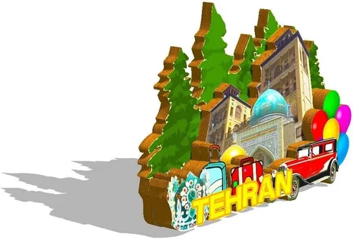 Vista 2 de Imán de Irán Teherán para nevera de madera 3D, monumentos de viaje, coleccionables, recuerdos, decoración hecha a mano -662