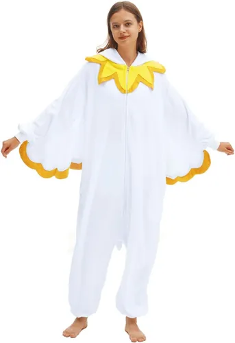 Vista 5 de vavalad Adult White Chicken Onesie Animal Pajama Halloween Costume Chicken Cosplay Sleepwear Thanksgiving Christmas Men Women