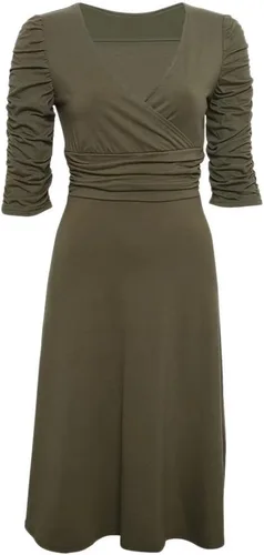 Vista 4 de Vestido cruzado de media manga con cuello en V para mujer
