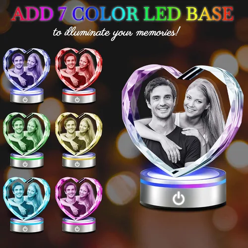 Vista 3 de Foto de cristal 3D, regalos personalizados para mujeres, mamá, papá, pareja, ella, regalo personalizado con tu propia foto, imagen de vidrio grabada