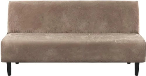 Vista 9 de IMYOGI Fundas de terciopelo para sofá sin brazos, fundas elásticas para sofá cama, fundas súper suaves, protector de muebles antideslizante con Negro