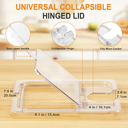 Vista 3 de HOMENOTE Recipiente Sous Vide de 12 cuartos con tapa universal plegable con bisagras, kit completo de accesorios Sous Vide libre de BPA, compatible
