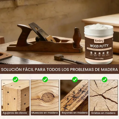 Vista 4 de Kenbry - Masilla de relleno de madera de 9.87 onzas, relleno de madera Masilla de madera blanca de 9.88 oz
