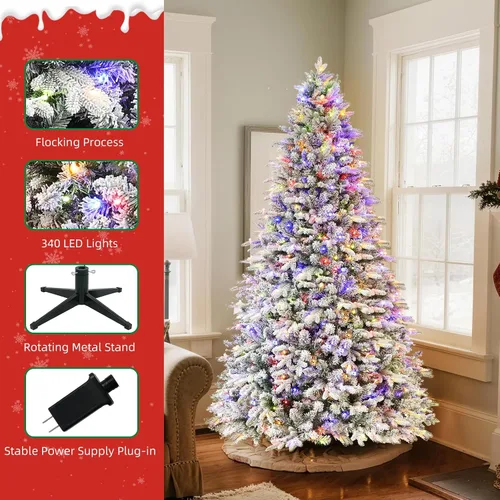Vista 4 de Árbol de Navidad preiluminado de 6.5 pies, árbol de Navidad Blanco