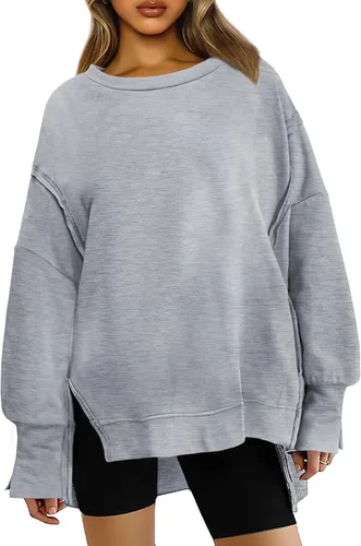 Vista 2 de MixShe Suéteres para mujer, trajes de otoño, sudadera de cuello redondo de moda 2023, camisetas de manga larga, ropa de moda de gran