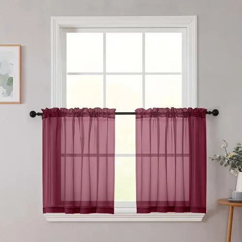 Vista 37 de 2 paneles de cortinas traslúcidas blancas para dormitorio, sala de estar, 96 pulgadas de largo, modernas, suaves, ligeras, con bolsillo para barra