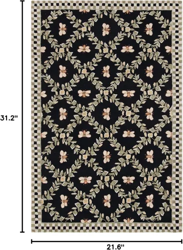 Vista 2 de SAFAVIEH Chelsea Collection - Alfombra decorativa de 1 pies 8 pulgadas x 2 pies 6 pulgadas, color negro, lana de campo francesa enganchada a mano