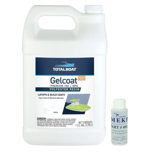 Vista 8 de TotalBoat Gelcoat marino para construcción de barcos, reparación y recubrimientos compuestos (blanco, galón con cera)