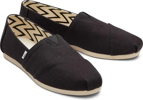 Vista 5 de TOMS Zapatos clásicos de lona para mujer, Lona negra de algodón reciclado, 7