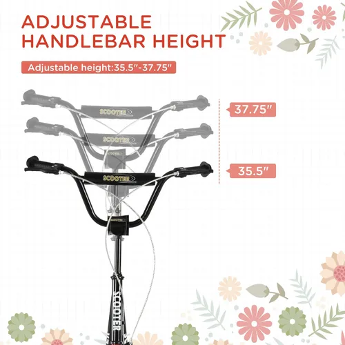 Vista 3 de Aosom Patinete para jóvenes, patinete para niños de 5 años en adelante, carga máxima 100 kg, con manillar ajustable, ruedas inflables de 16", frenos