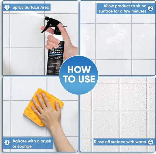 Vista 11 de AQUA-X Limpiador de lechada de 16 onzas – Removedor de manchas de azulejos y lechada resistente para pisos, duchas y baños – Fórmula de limpieza