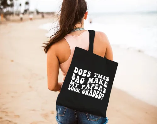 Vista 5 de Do This Bag Make My Papers Look - Bolsa de lona graduada para mujeres, bolsas de compras reutilizables para comestibles, regalo divertido