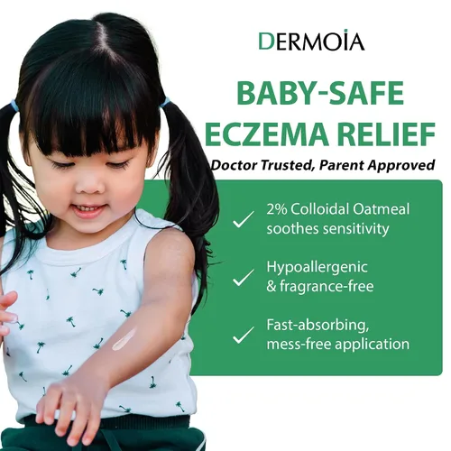 Vista 6 de Loción de eczema de avena coloidal al 2% - Crema calmante e hidratante antipicazón y loción corporal con aloe vera, karité y glicerina, crema