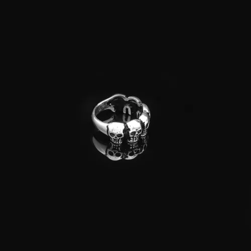 Vista 3 de Skulls Handmade Sterling Silver Men, Fidget Ring Men, Gothic Biker Ring, Spinner Ring Men, Gift for Halloween