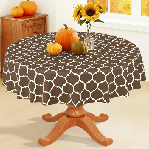 Vista 21 de Smiry - Mantel cuadrado de vinilo impermeable con respaldo de franela para mesas cuadradas, manteles de plástico lavables a prueba de derrames