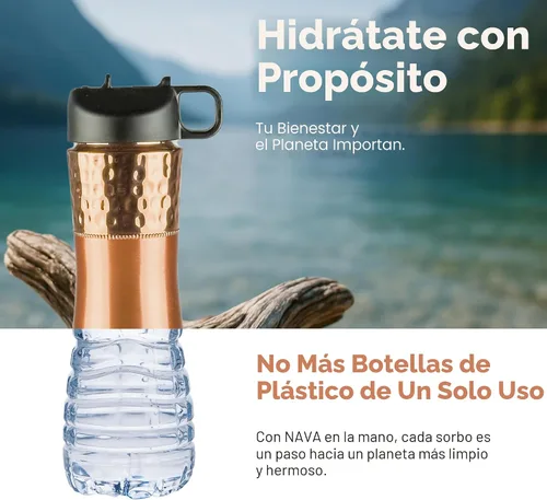 Vista 8 de Botella de agua de cobre puro para agua potable con pajita y tapa deportiva 33.5oz / 950ml Botella de cobre ayurvédica para beneficios de salud