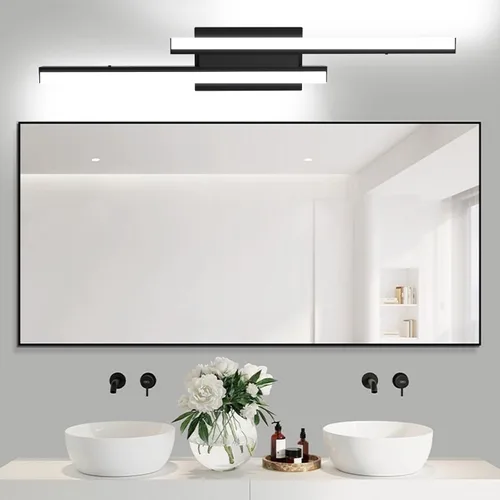 Vista 13 de Barra de luz LED para tocador de baño de 18 pulgadas, accesorio de iluminación sobre espejo de 18 W, 5000 K, barra de luz negra para tocador