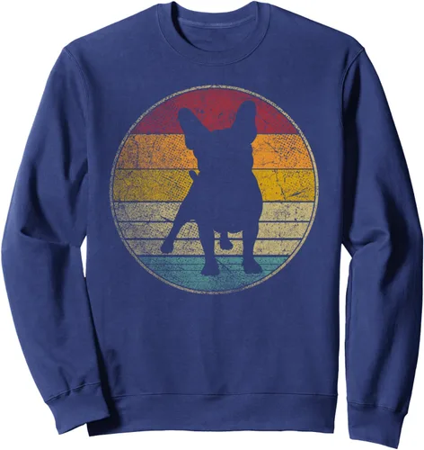 Vista 6 de Sudadera de estilo retro de la silueta de los años 70 con diseño de perro Bulldog francés