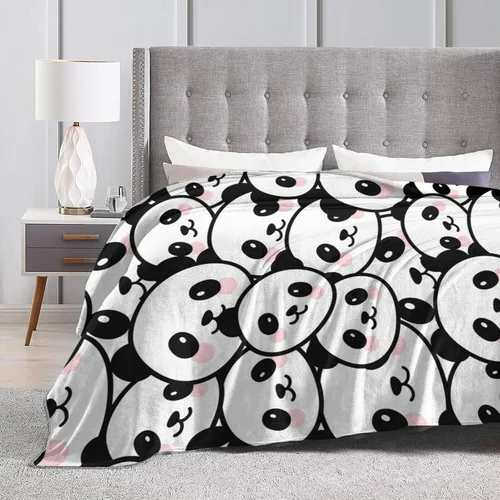 Vista 6 de Manta de panda para niños y niñas, con bonito diseño de panda impreso, manta para regazo de niños, silla, cálida y suave manta acogedora, 30 x 40