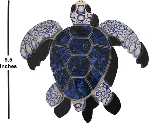 Vista 6 de Aquatic Custom Tile Blue Sea Turtle Group - Mosaico de piscina de porcelana