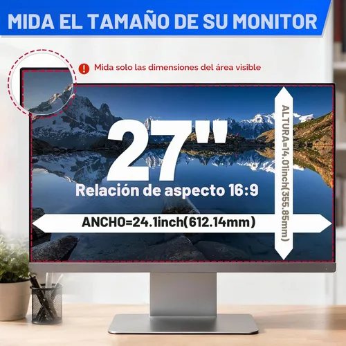 Vista 4 de Paquete de 2 filtros de pantalla de privacidad para computadora de 27 pulgadas, protector de pantalla de privacidad para colgar compatible