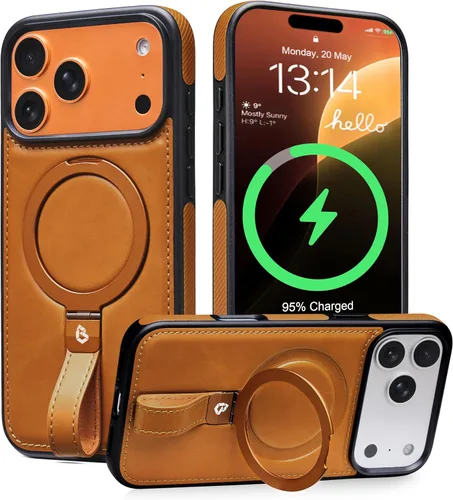 Vista 38 de Butaiga - Funda para iPhone 12 Pro Max con correa de cuero, soporte de anillo, color negro Finger Loop, Relieve Smartphone Pinky Strain